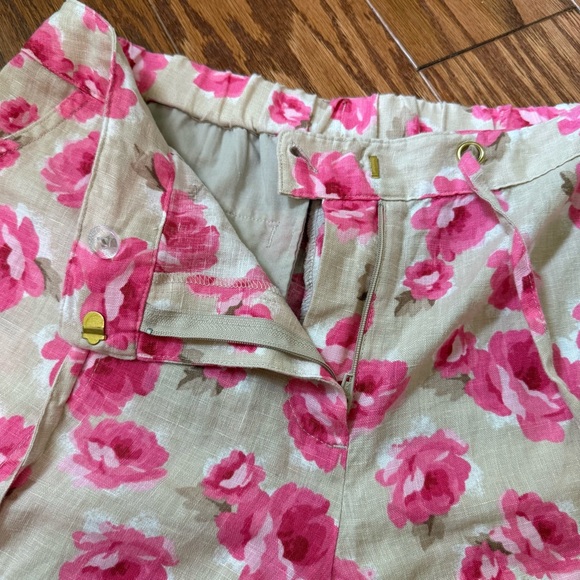 NWOT Linen Charter Club Luxury Beige and Pink Floral Long Summer Pants, size M - Picture 11 of 11